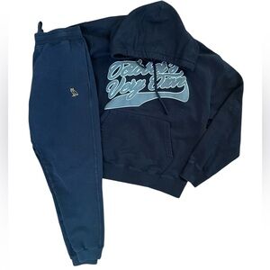 Octobers Very Own Black Graphic Sweat Set Cotton 2 Pieces